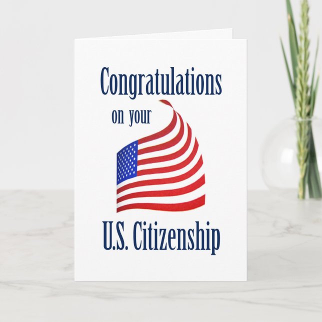 Carte Félicitations Citoyenneté US Drapeau US (Devant)