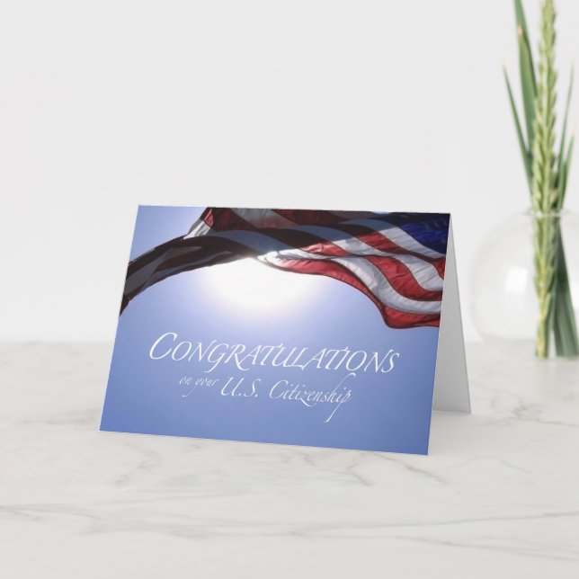 Carte Félicitations Citoyenneté US Drapeau US (Devant)