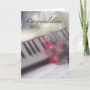 Carte Félicitations Clavier, avec Fleurs