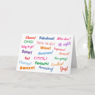 Carte Félicitations Colorful Fun Bright Multi Phrase