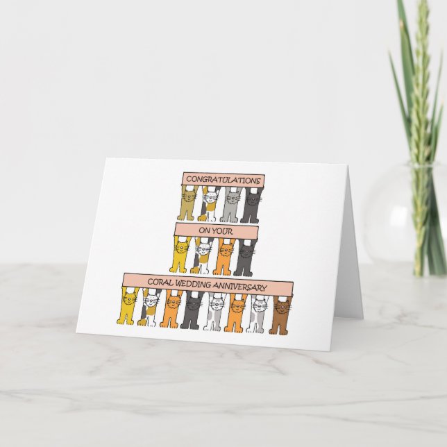 Carte Félicitations Coral Mariage Anniversaire 35 ans (Devant)