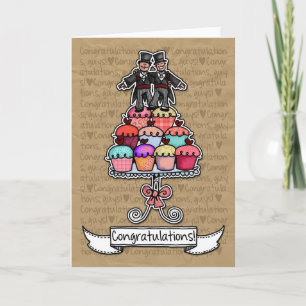 Carte Félicitations - Couple Mariage gay cupcakes