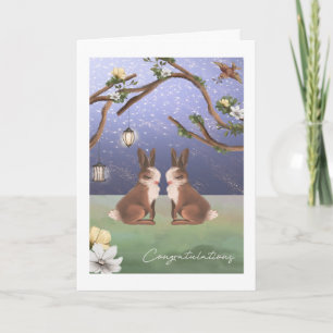 Carte Félicitations Cute Bunny Rabbit Gay Couple Gay