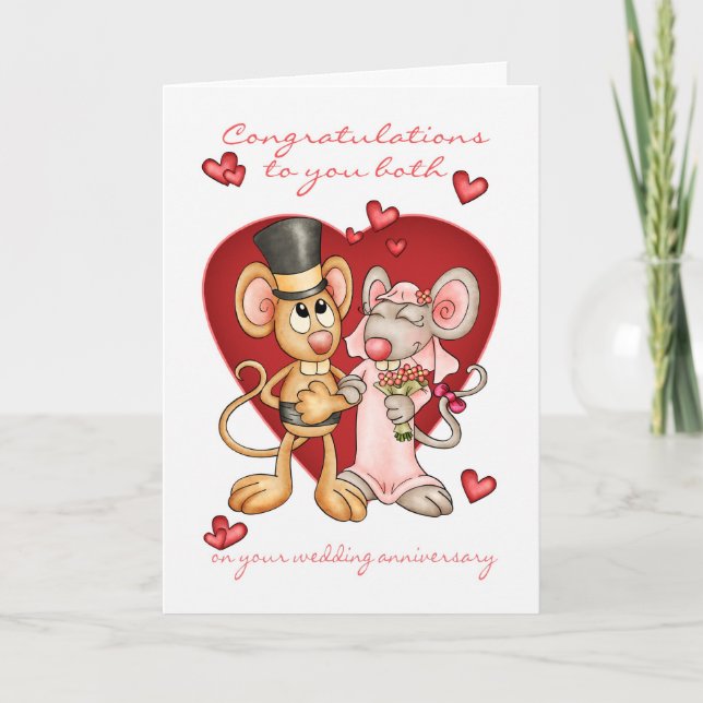 Carte Félicitations d'anniversaire à vous deux - joli mi (Devant)