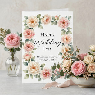 Carte Félicitations de mariage à l'aquarelle Rose couleu
