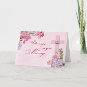 Carte Félicitations de mariage Anneaux religieux Croix