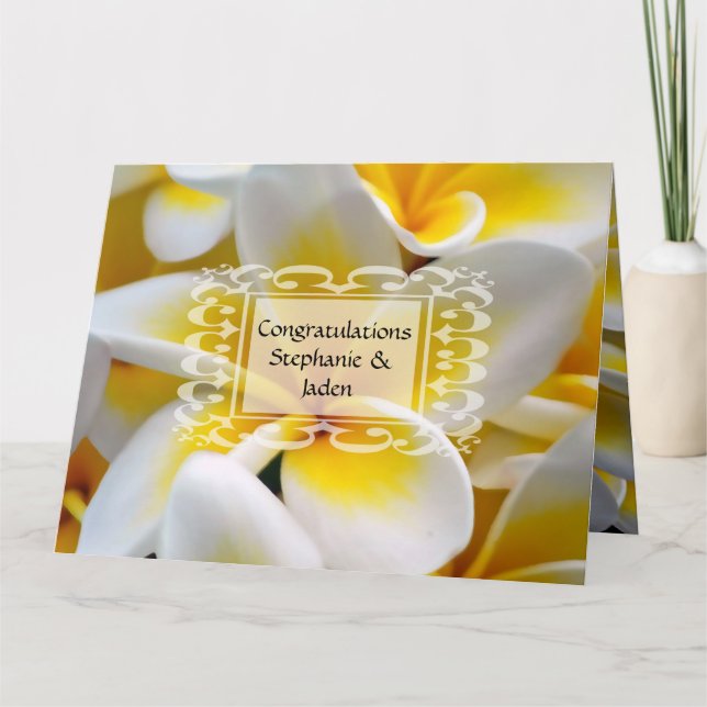 Carte Félicitations de mariage de fleur de Frangipani (Devant)