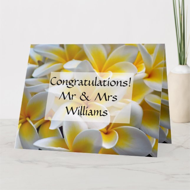Carte Félicitations de mariage de fleur de Frangipani (Devant)