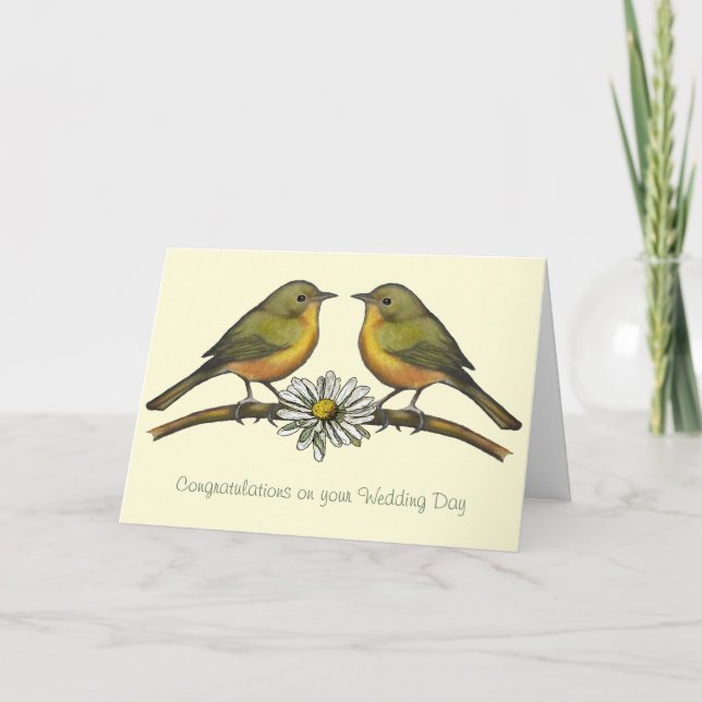 Carte Félicitations de mariage : Deux oiseaux, (Devant)