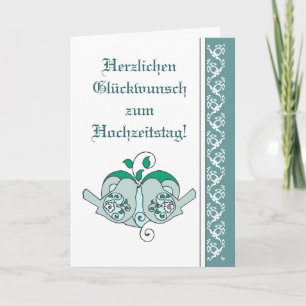 Carte Félicitations de mariage floral cœur oiseau allema