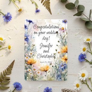 Carte Félicitations de mariage floral de printemps à l'a