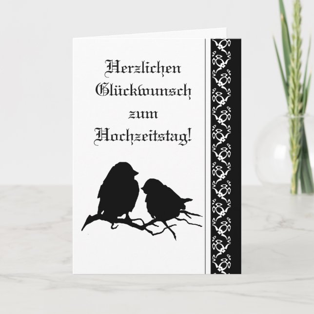 Carte Félicitations de mariage Oiseau Silhouette Françai (Devant)