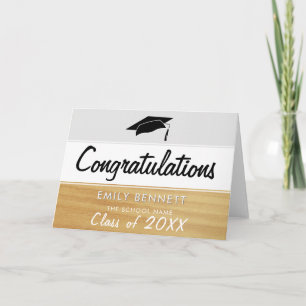 Carte Félicitations de remise des diplômes en bois rusti