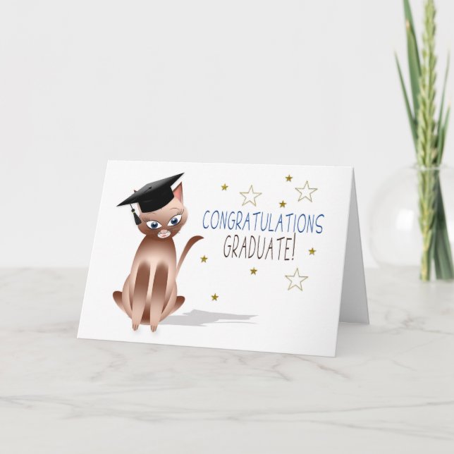 Carte FÉLICITATIONS - DIPLÔMÉ- Chat Kitty - CASQUETTE/ÉT (Devant)