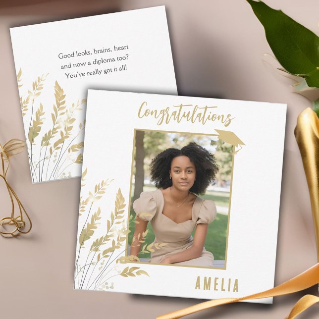 Carte Félicitations Diplômé Gold Foliage Photo (Créateur téléchargé)