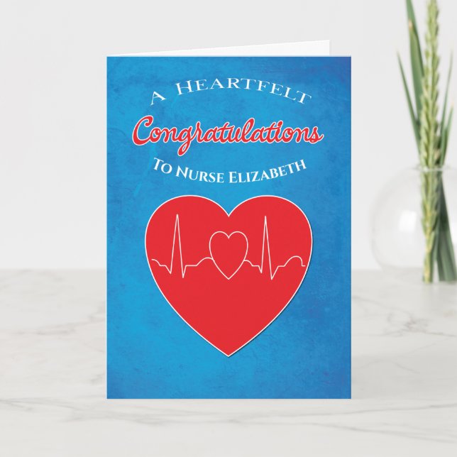 Carte Félicitations Diplôme Infirmière Coeur (Devant)