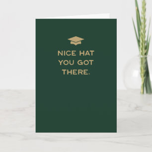 Carte Félicitations diplômé joli chapeau drôle vert or r