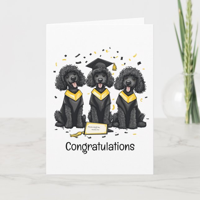 Carte Félicitations Diplôme Standard Poodle Dogs (Devant)