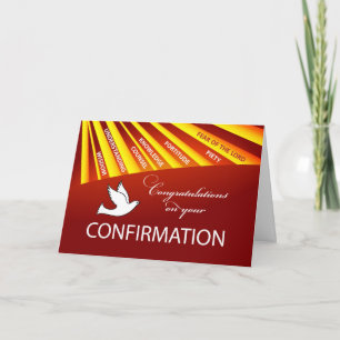 Carte Félicitations Dove de confirmation avec Or et Re
