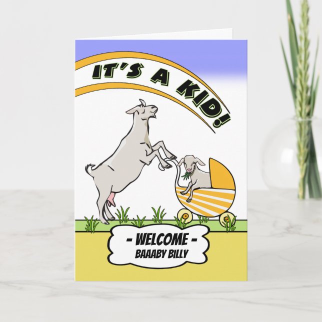 Carte Félicitations drôles pour le nouveau bébé chevreau (Devant)