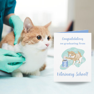 Carte Félicitations du chat de l'école vétérinaire