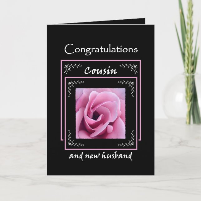 Carte Félicitations du Mariage COUSIN - Rose rose (Devant)