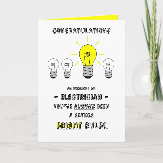 Carte Félicitations Electricien, l'avenir est brillant (Devant)