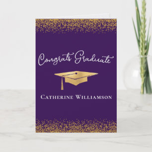 Carte Félicitations Élégant Or Personnalisé Diplômé