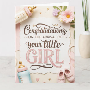Carte Félicitations Élégantes pour une Nouvelle Fille