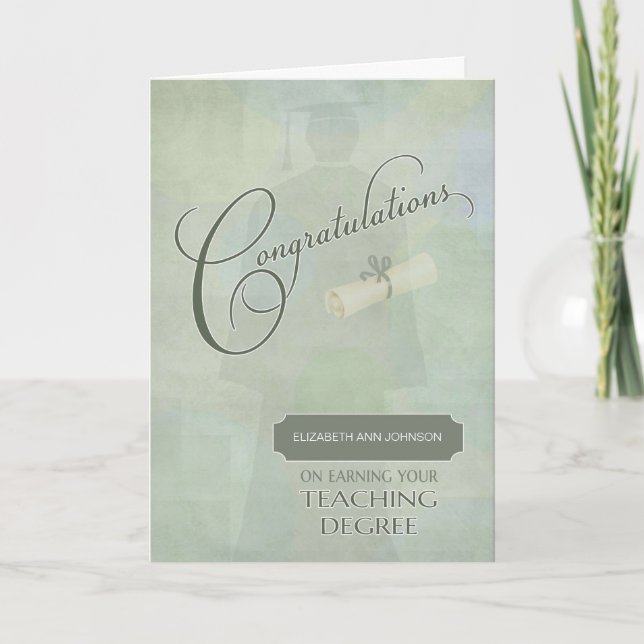 Carte Félicitations Enseignement Diplômé de l'école w-na (Devant)