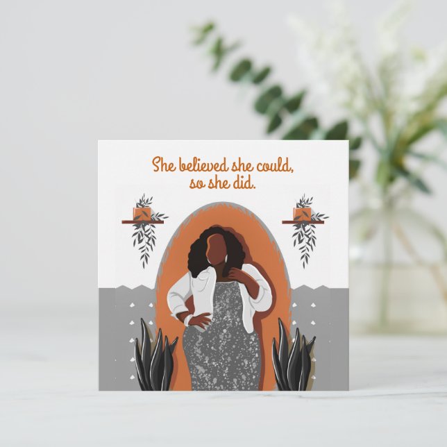 Carte Félicitations Femme Noire Elle Croyait Qu'Elle Pou (Debout devant)