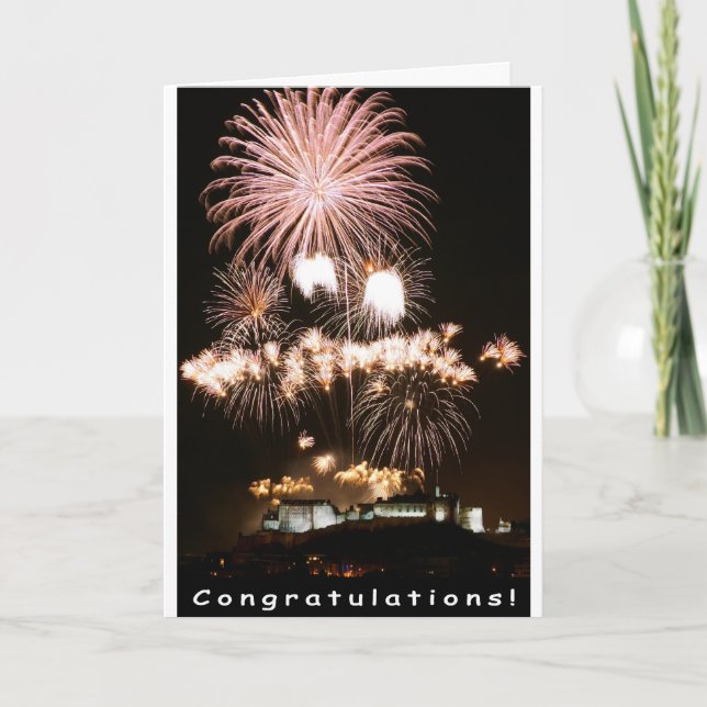 Carte Félicitations Feu d'artifice ! (Devant)