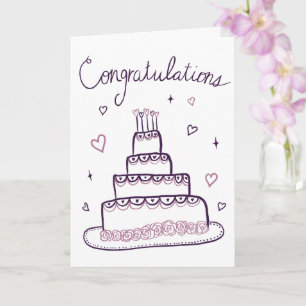 Carte Félicitations Fiançailles Mariage Sketch Doodle