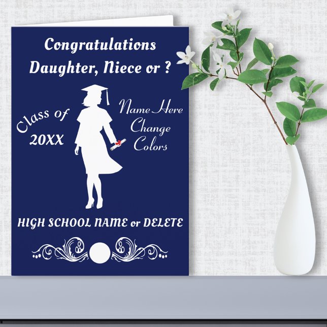 Carte Félicitations, fiche d'obtention du diplôme de fil (Graduation Card for Girlfriend. Daughter graduation card. Personalized Graduation Cards for Her. )