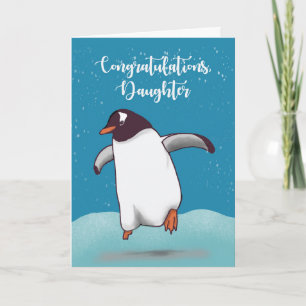 Carte Félicitations Fille Pingouin Saut Pour Joie