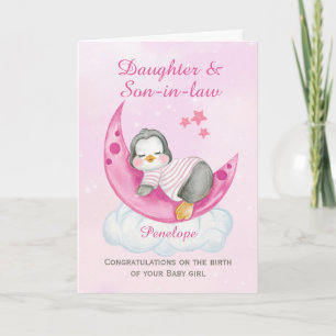 Carte Félicitations Fille Un Nouveau Bébé Pingouin