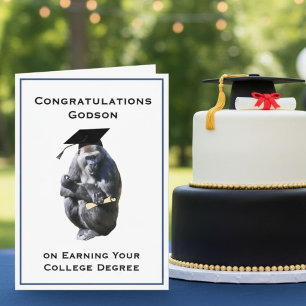 Carte Félicitations filleul diplôme gorille drôle