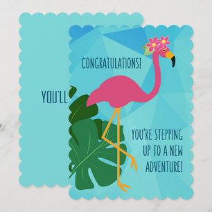 Carte Félicitations Flamant rose en marche