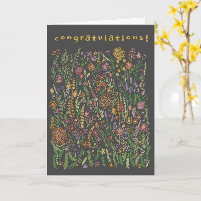 Carte FÉLICITATIONS Fleurs Champs Pré Floral (Fleur jaune)
