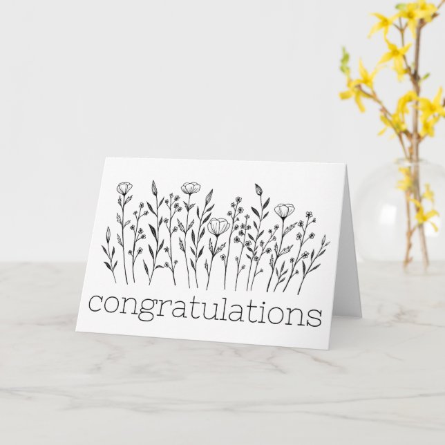 Carte FÉLICITATIONS Fleurs sauvages Simple Personnalisé (Fleur jaune)