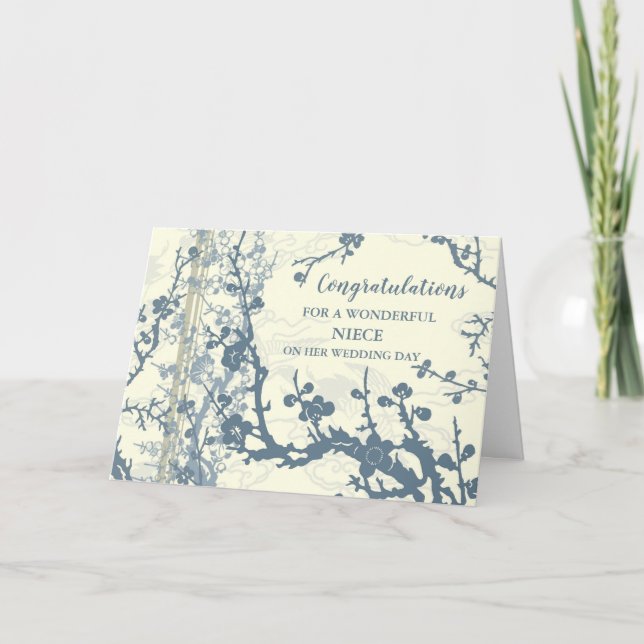 Carte Félicitations Floral Niece Wedding Day (Devant)