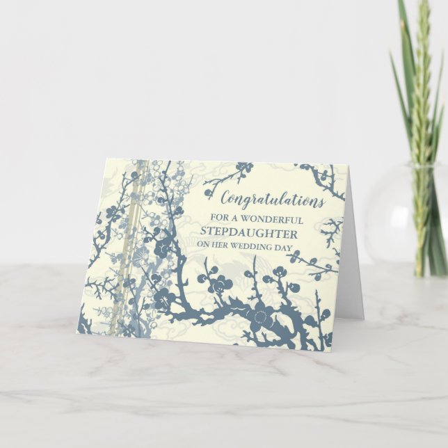 Carte Félicitations Floral Stepgirl Wedding Day (Devant)