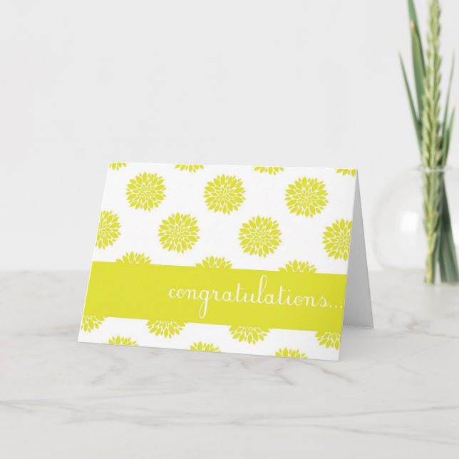 Carte Félicitations Florales Chrysanthemum Jaune (Devant)