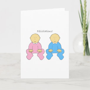 Carte Félicitations French Twins Boy and Girl