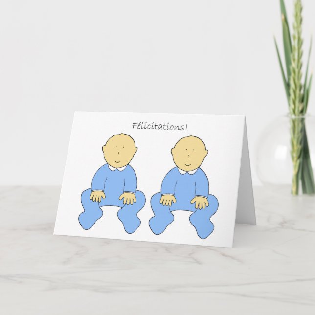Carte Félicitations, garçons jumeaux français de (Devant)