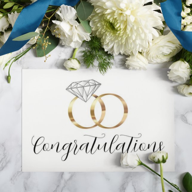 Carte Félicitations Gold Diamond Mariage Cercles (Créateur téléchargé)