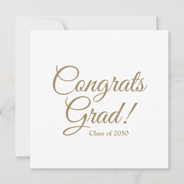 Carte Félicitations grad or blanc de l'écriture de gradu (Devant)