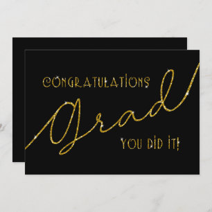 Carte Félicitations Grad You did It Gold et Black
