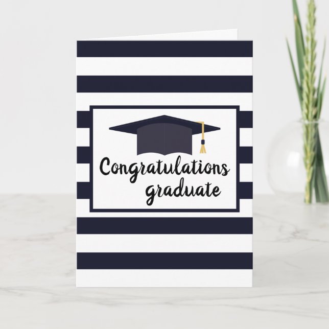 Carte Félicitations Graduate Stripes noir blanc (Devant)