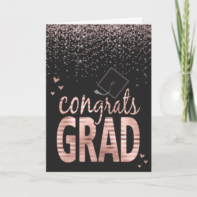 Carte Félicitations Grand Blush Rose Faux Foil (Devant)